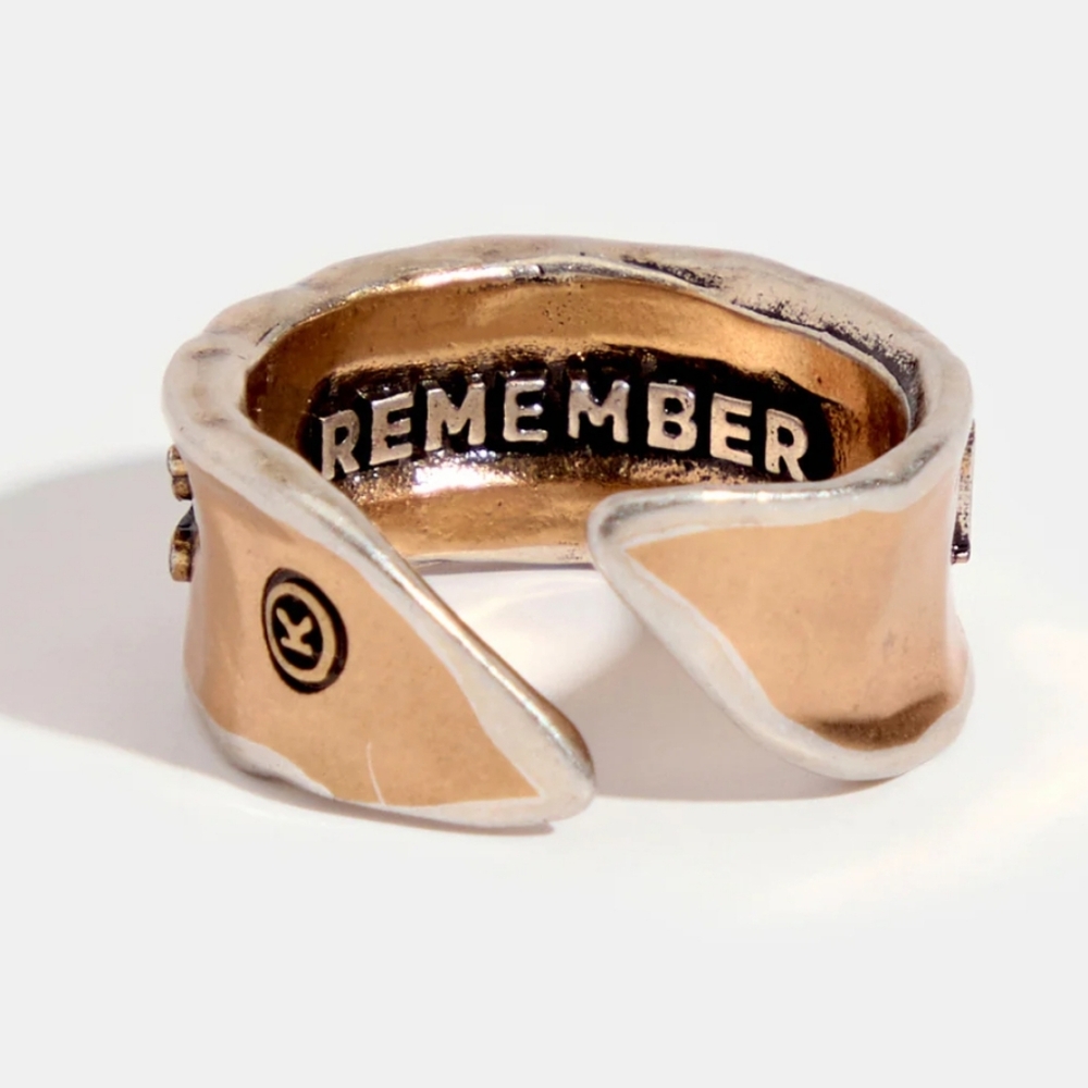 Inspirational Antique Gold and Silver Adjustable Ring (8-11) - Picture 2 of 8